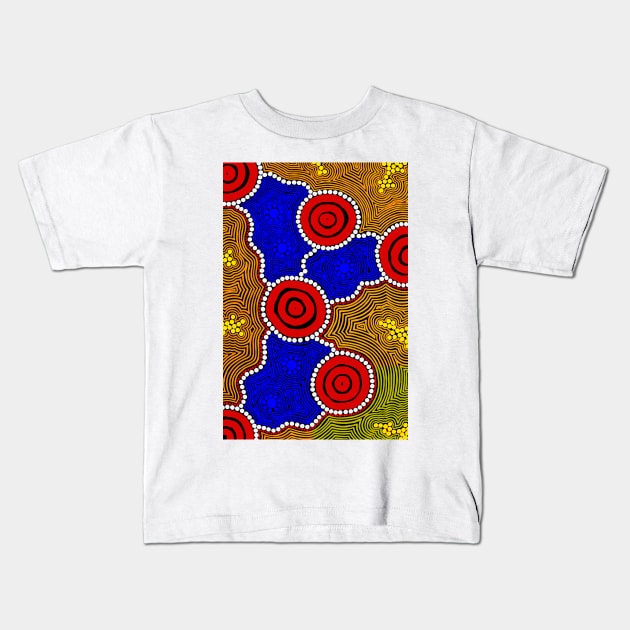 Aboriginal Art - Circles And Dots Kids T-Shirt by hogartharts